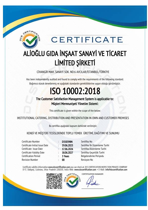 ISO 10002:2018 belgesi ön izlemesi