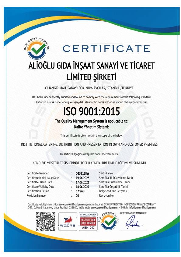 ISO 9001:2015 belgesi ön izlemesi